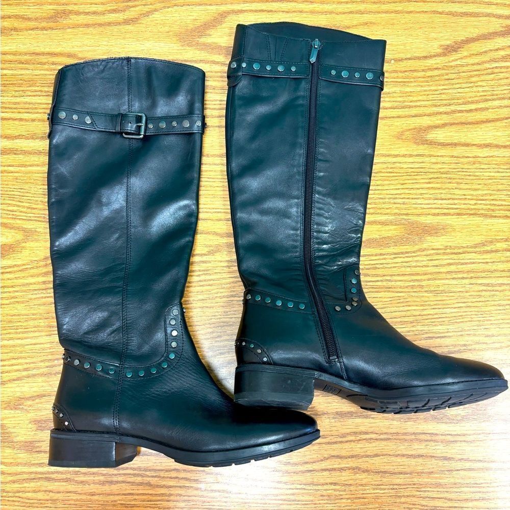 Sam Edelman Black Leather Knee-High Boots w studded accents, gorgeous 🤩